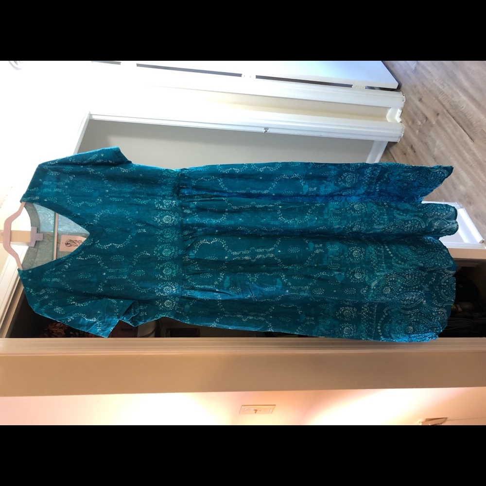 Turquoise Wrinkled Dress